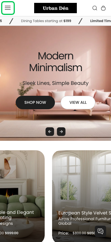 Hamburger → panel opened — Navi+ on the Urban Shopify theme Hamburger → panel opened — Navi+ on the Urban Shopify theme