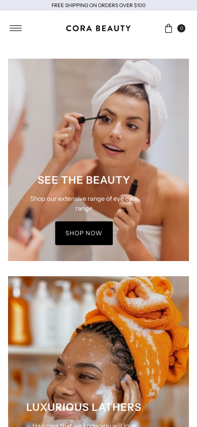 Hamburger → panel opened — Navi+ on the Vantage Shopify theme