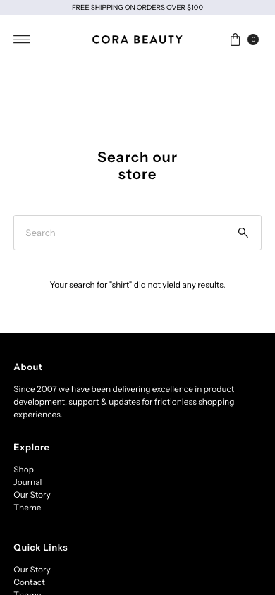 Search → panel opened — Navi+ on the Vantage Shopify theme