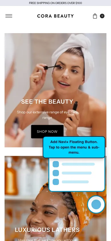 Navi+ FAB on the Vantage Shopify theme