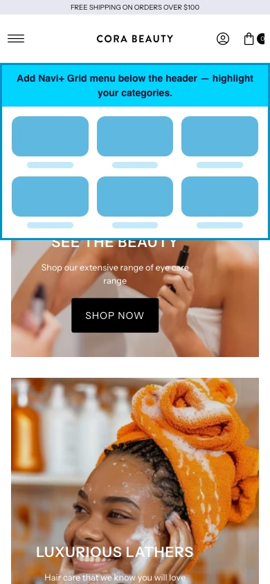 Navi+ Grid Menu on the Vantage Shopify theme
