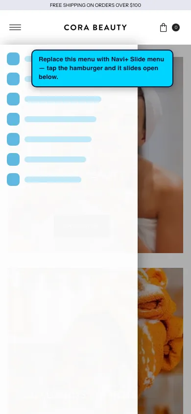 Navi+ Slide Menu on the Vantage Shopify theme