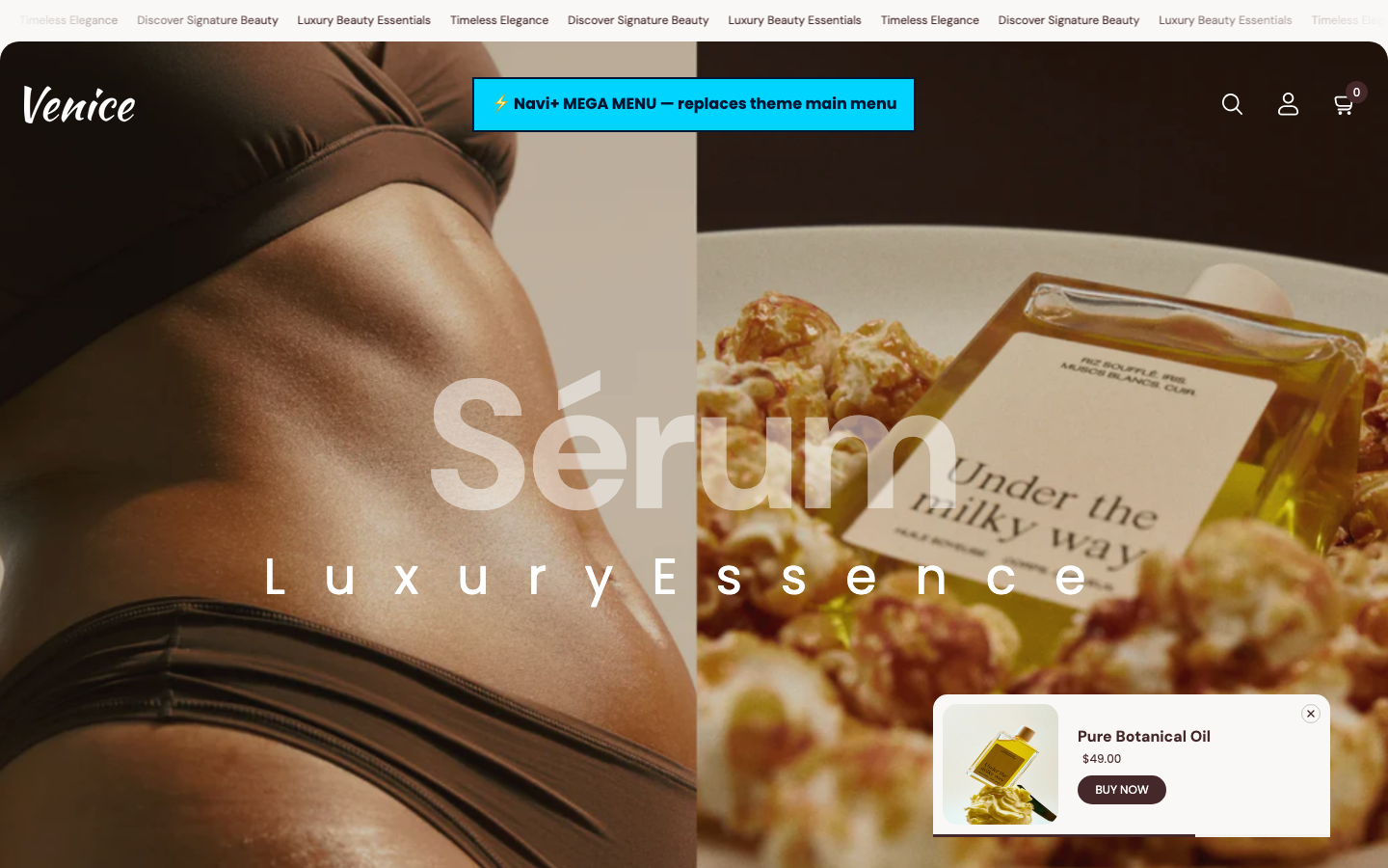 Replace main menu — Navi+ on the Venice Shopify theme Replace main menu — Navi+ on the Venice Shopify theme