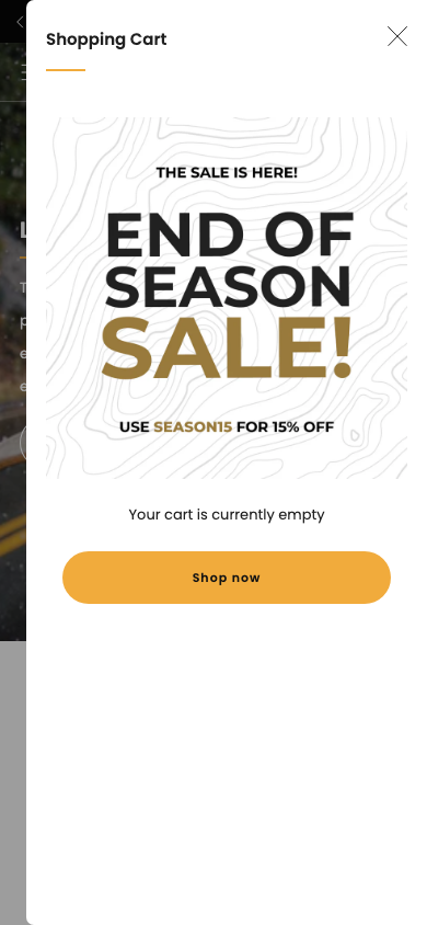 Cart → panel opened — Navi+ on the Venue Shopify theme