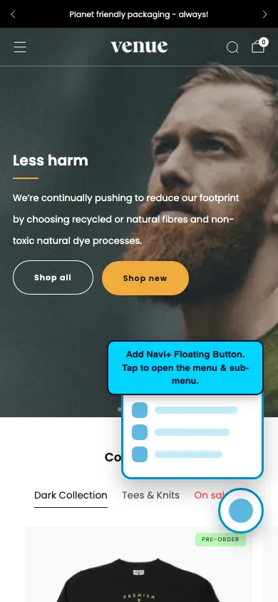 Navi+ FAB on the Venue Shopify theme Navi+ FAB on the Venue Shopify theme
