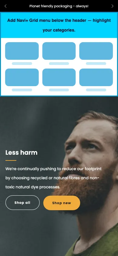 Navi+ Grid Menu on the Venue Shopify theme Navi+ Grid Menu on the Venue Shopify theme