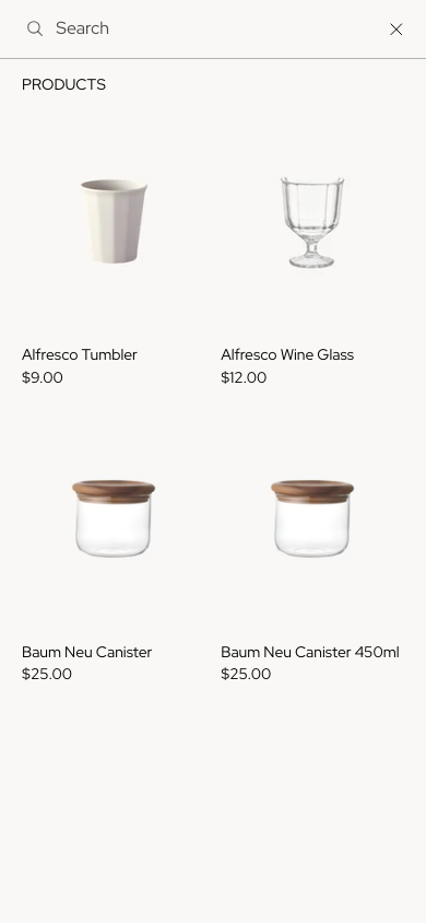 Search → panel opened — Navi+ on the Vessel Shopify theme Search → panel opened — Navi+ on the Vessel Shopify theme