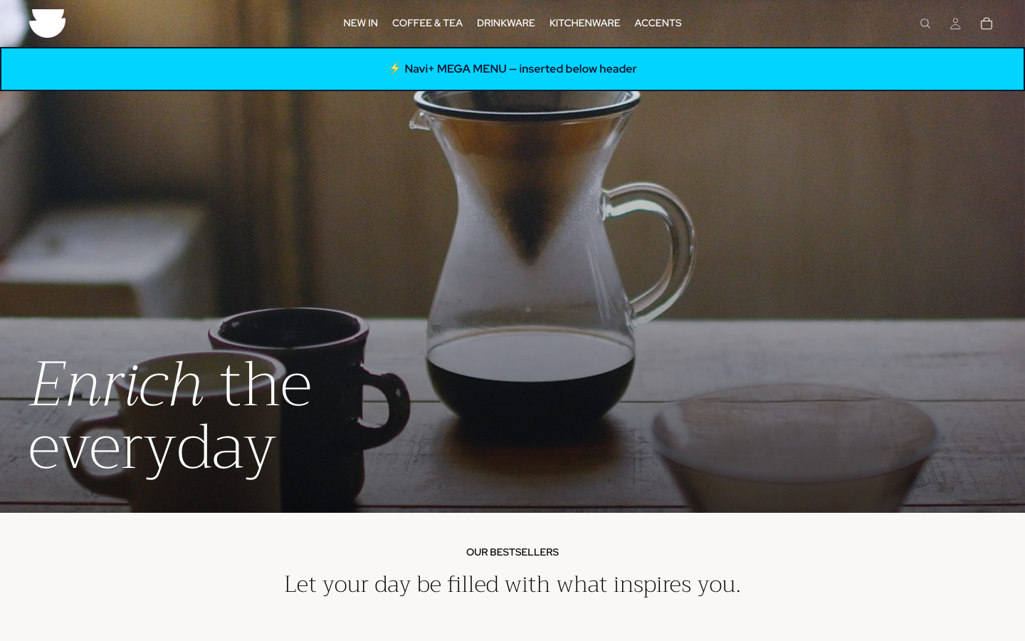 Menu inserted below header — Navi+ on the Vessel Shopify theme Menu inserted below header — Navi+ on the Vessel Shopify theme