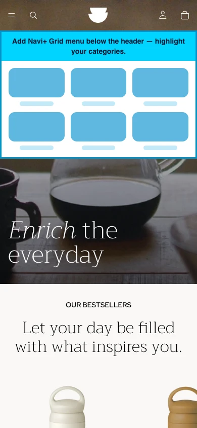 Navi+ Grid Menu on the Vessel Shopify theme Navi+ Grid Menu on the Vessel Shopify theme