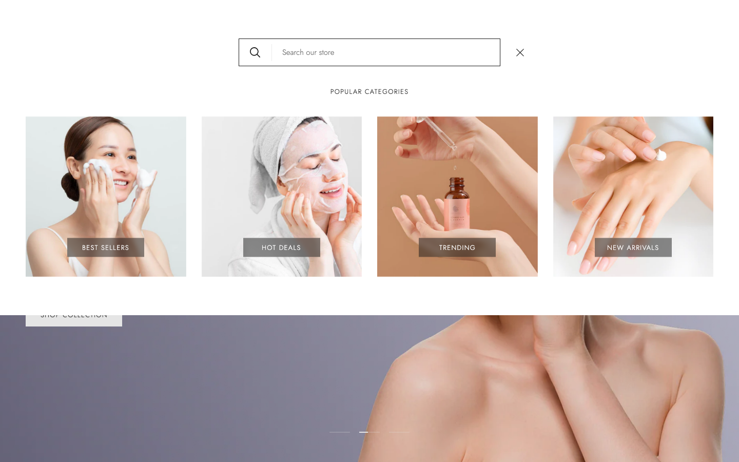 Search → panel opened — Navi+ on the Vetro Shopify theme