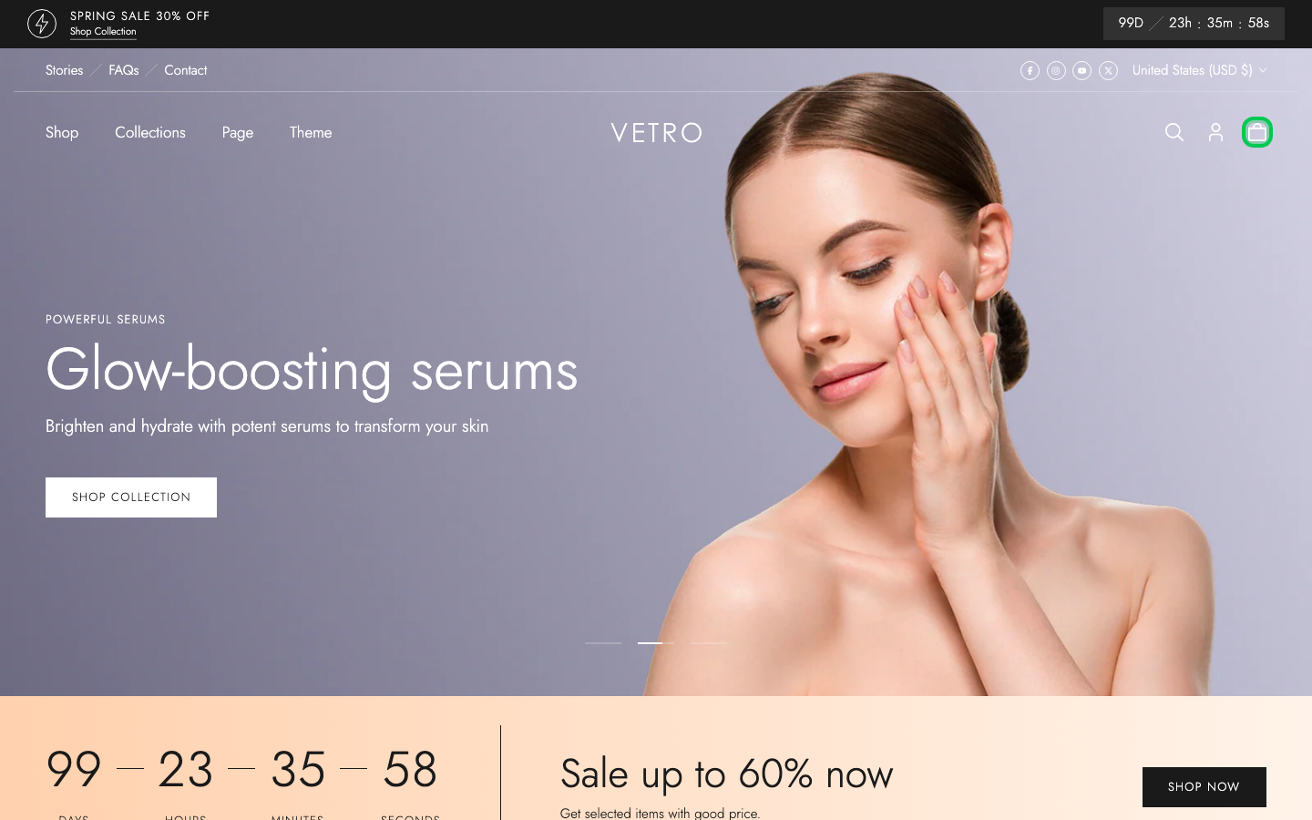 Cart → panel opened — Navi+ on the Vetro Shopify theme