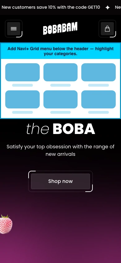 Navi+ Grid Menu on the Victory Shopify theme Navi+ Grid Menu on the Victory Shopify theme