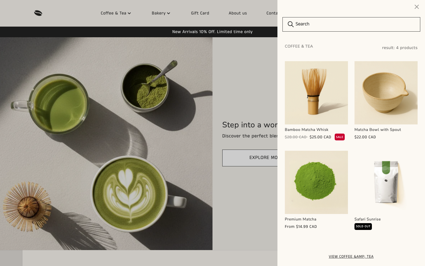 Search → panel opened — Navi+ on the Vincent Shopify theme Search → panel opened — Navi+ on the Vincent Shopify theme