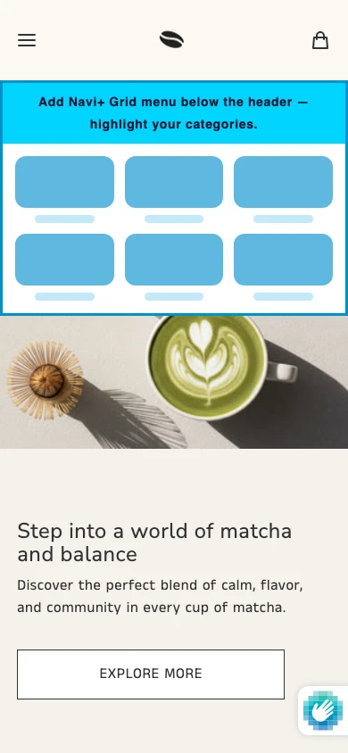 Navi+ Grid Menu on the Vincent Shopify theme Navi+ Grid Menu on the Vincent Shopify theme