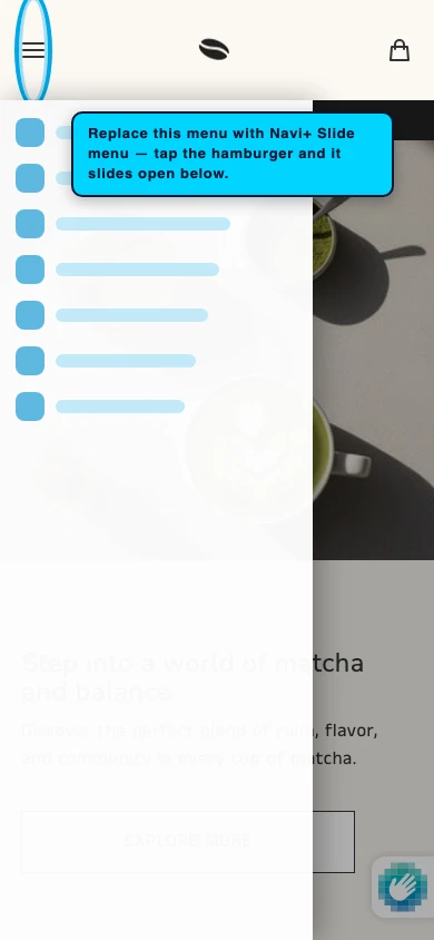 Navi+ Slide Menu on the Vincent Shopify theme Navi+ Slide Menu on the Vincent Shopify theme