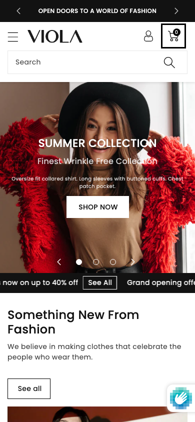 Cart → panel opened — Navi+ on the Viola Shopify theme