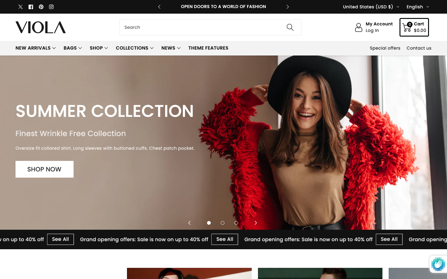 Cart → panel opened — Navi+ on the Viola Shopify theme