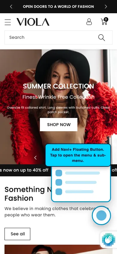 Navi+ FAB on the Viola Shopify theme Navi+ FAB on the Viola Shopify theme