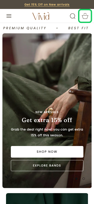 Cart → panel opened — Navi+ on the Vivid Shopify theme Cart → panel opened — Navi+ on the Vivid Shopify theme