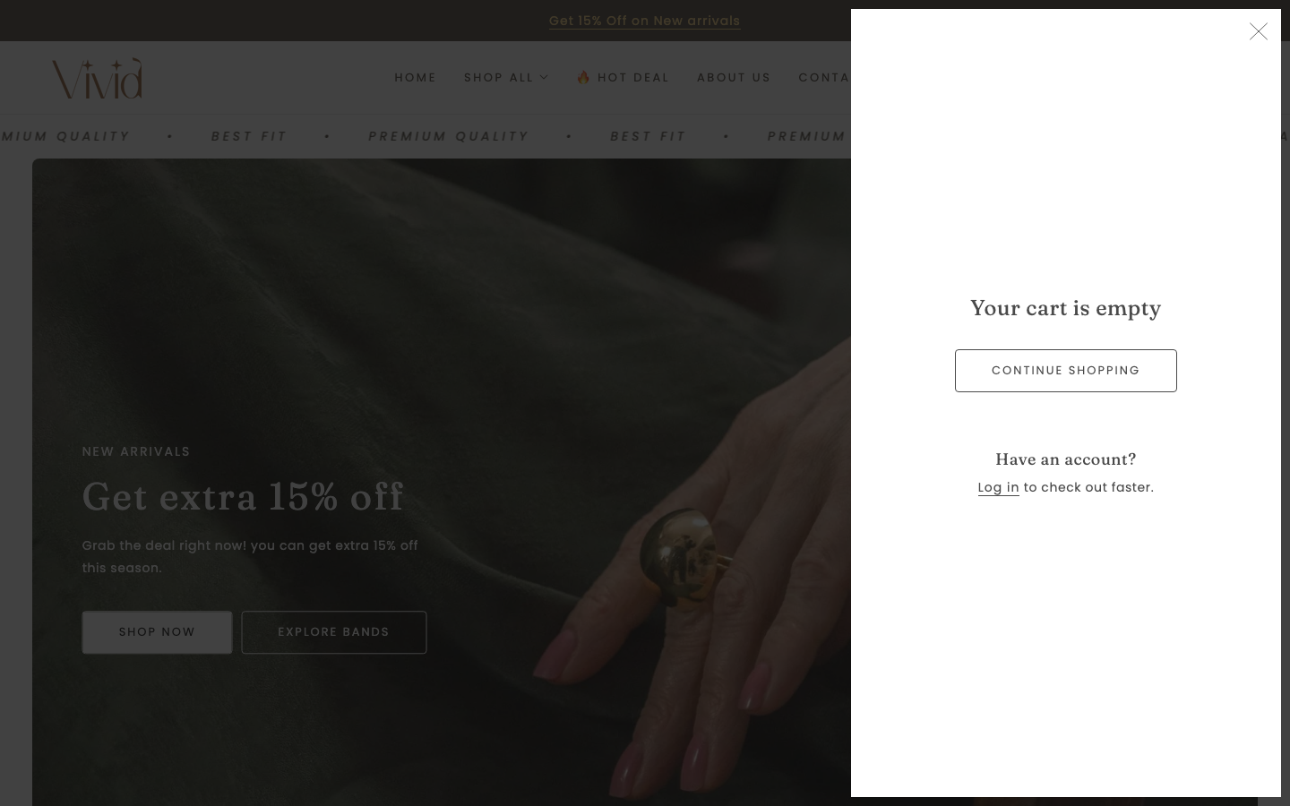 Cart → panel opened — Navi+ on the Vivid Shopify theme Cart → panel opened — Navi+ on the Vivid Shopify theme