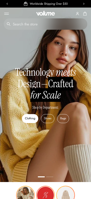 Hamburger → panel opened — Navi+ on the Volume Shopify theme Hamburger → panel opened — Navi+ on the Volume Shopify theme