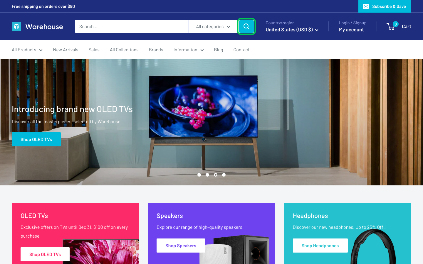 Search → panel opened — Navi+ on the Warehouse Shopify theme Search → panel opened — Navi+ on the Warehouse Shopify theme