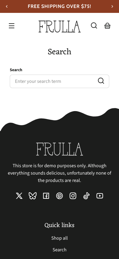 Search → panel opened — Navi+ on the Whisk Shopify theme