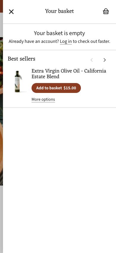 Cart → panel opened — Navi+ on the Whisk Shopify theme