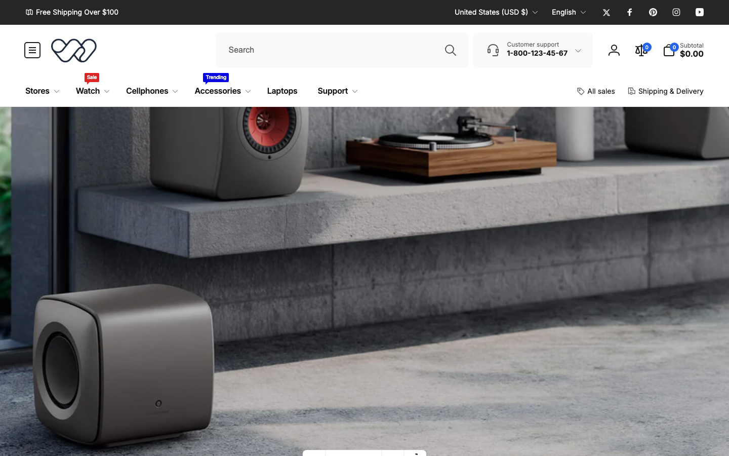 Icon before logo — Navi+ on the Woodstock Shopify theme