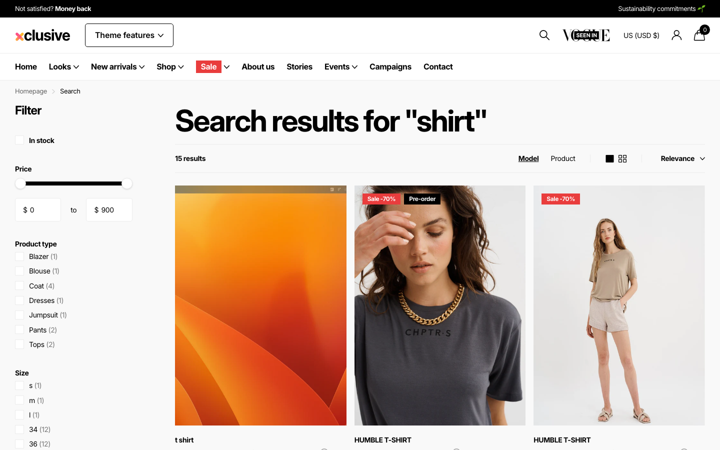 Search → panel opened — Navi+ on the Xclusive Shopify theme Search → panel opened — Navi+ on the Xclusive Shopify theme