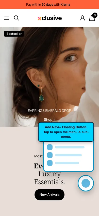 Navi+ FAB on the Xclusive Shopify theme Navi+ FAB on the Xclusive Shopify theme