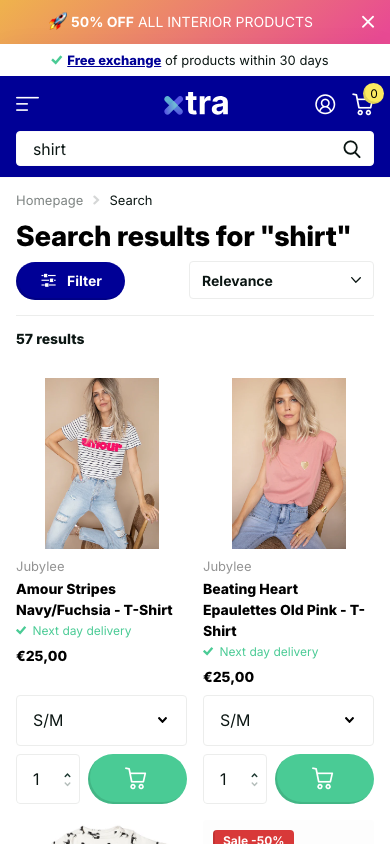 Search → panel opened — Navi+ on the Xtra Shopify theme Search → panel opened — Navi+ on the Xtra Shopify theme