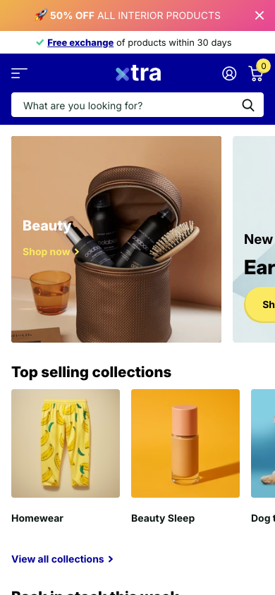Search → panel opened — Navi+ on the Xtra Shopify theme Search → panel opened — Navi+ on the Xtra Shopify theme