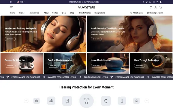 Full-page desktop screenshot of Shopify Yuva theme demo store