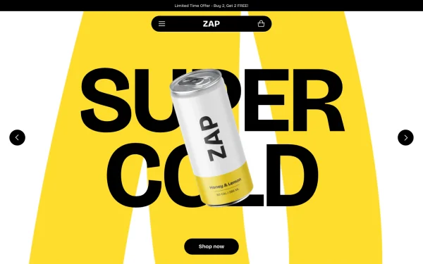 Full-page desktop screenshot of Shopify Zap theme demo store