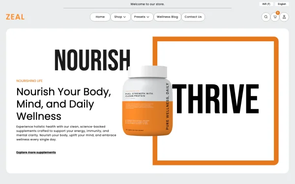 Full-page desktop screenshot of Shopify Zeal theme demo store