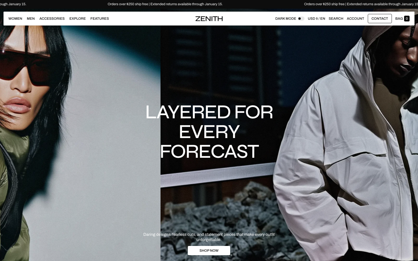 Replace main menu — Navi+ on the Zenith Shopify theme