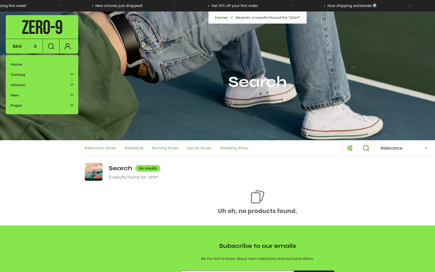 Search → panel opened — Navi+ on the Zero Shopify theme Search → panel opened — Navi+ on the Zero Shopify theme
