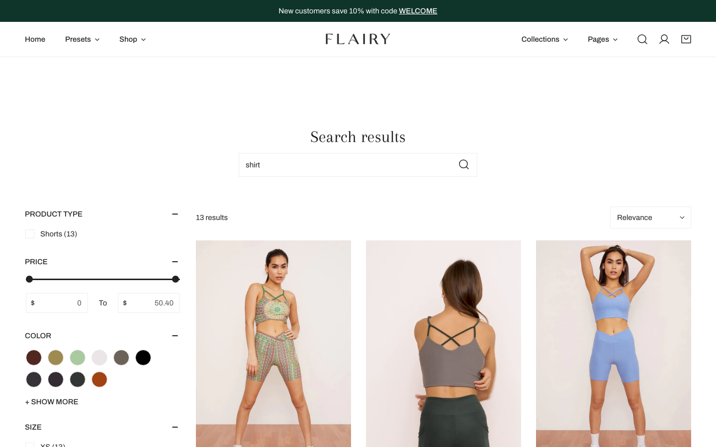 Search → panel opened — Navi+ on the Zest Shopify theme