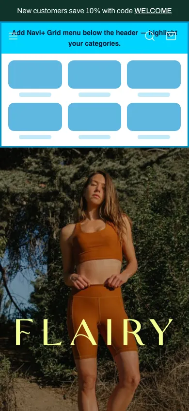 Navi+ Grid Menu on the Zest Shopify theme Navi+ Grid Menu on the Zest Shopify theme