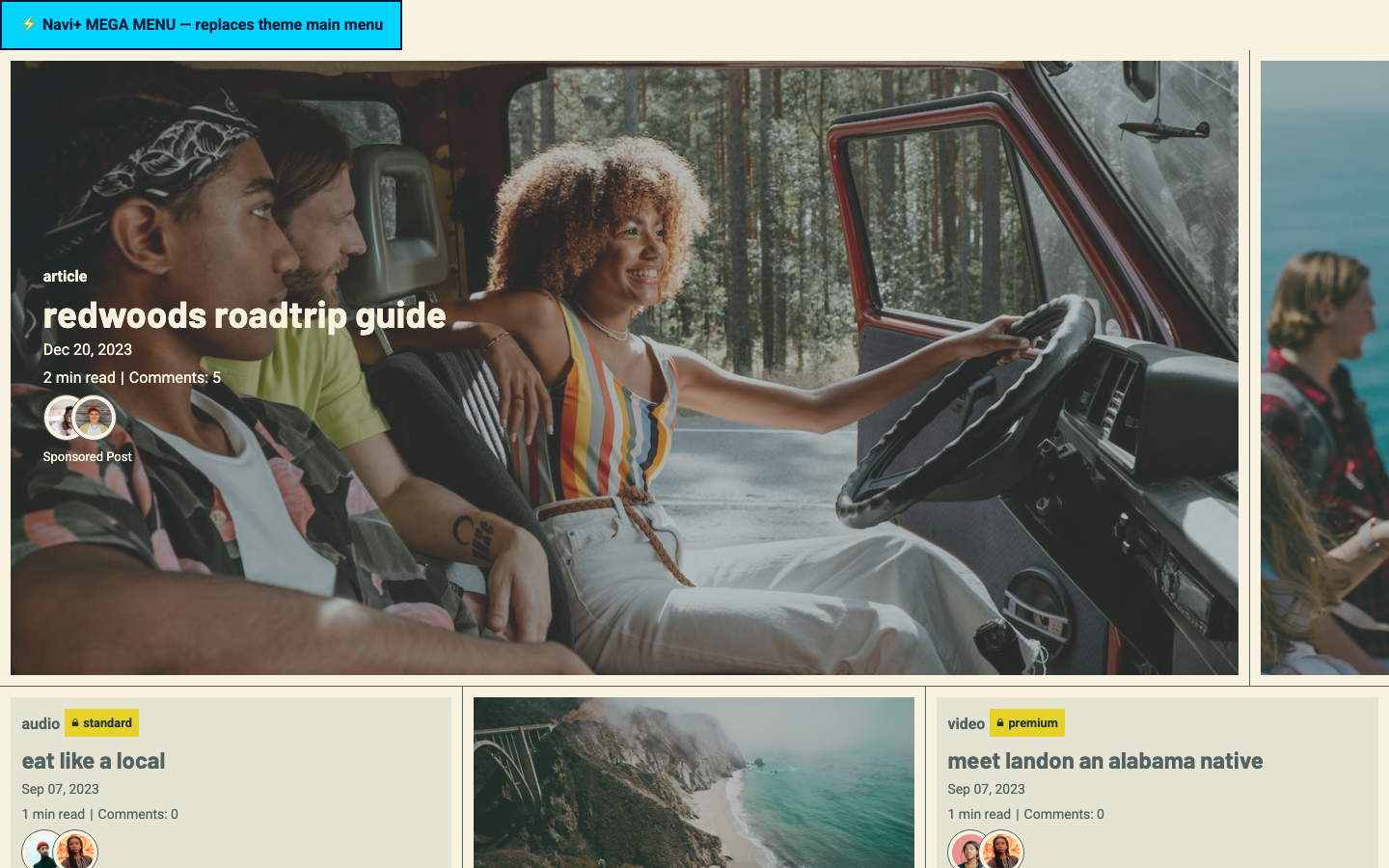 Navi+ Mega Menu replacing the desktop menu on the Zora Shopify theme Navi+ Mega Menu replacing the desktop menu on the Zora Shopify theme