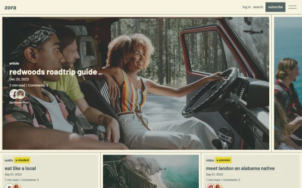Full-page desktop screenshot of Shopify Zora theme demo store